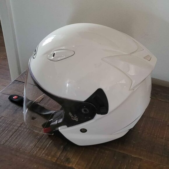 3/4 Sedici Motorcycle Helmet White Adjustable Clear and Tinted Shields with Bag - Picture 2 of 9